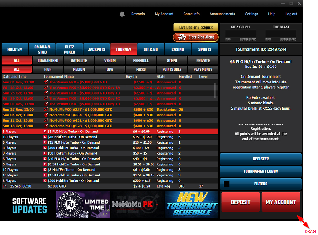 How can I change the sizes of my screens? - ACR Poker